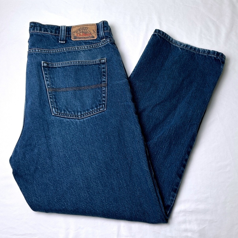 LL Bean Mens Standard Fit Straight Leg Denim Jeans Size 38x29 Blue